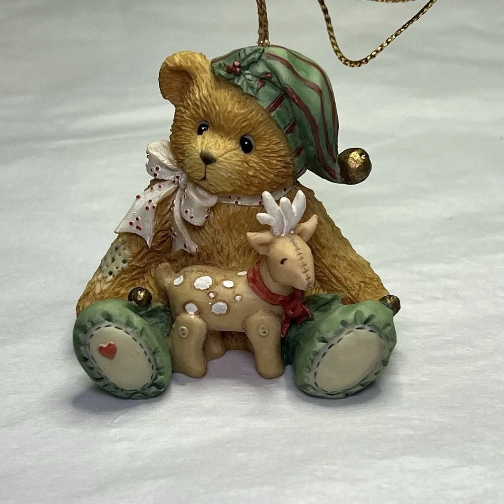 CHERISHED TEDDIES Boy Elf With Reindeer Hanging‎ Ornament Rare